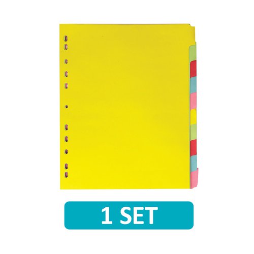 Elba 10-Part Card Divider A4 Extra Wide Assorted 400007242