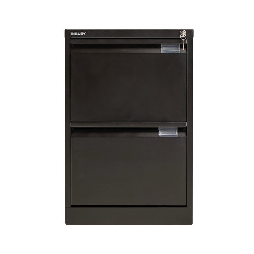 Bisley 2 Drawer Filing Cabinet Lockable 470x622x711mm Black BS2E BLACK