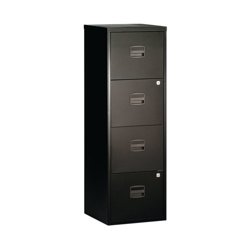 Bisley 4 Drawer Home Filing Cabinet A4 413x400x1282mm Black BY31003 | Bisley