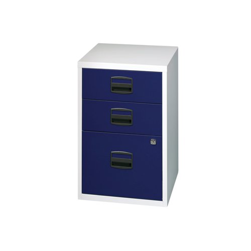 Bisley 3 Drawer Home Filing Cabinet 413x400x672mm Grey/Blue PFA3-8748 | Bisley