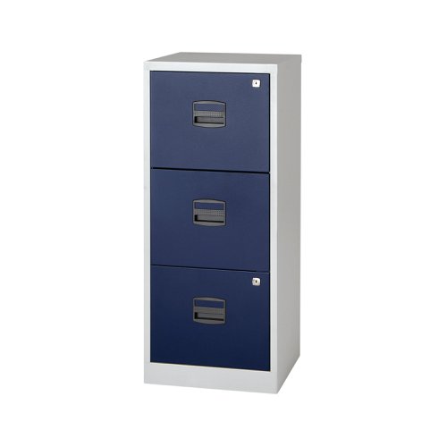 Bisley 3 Drawer Home Filing Cabinet A4 413x400x1015mm Grey/Blue BY78727