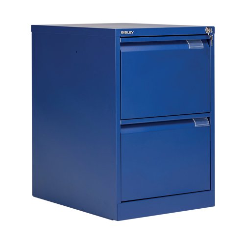 Bisley 2 Drawer Filing Cabinet Lockable 470x622x711mm Blue BS2E/BLUE | Bisley