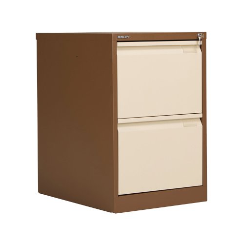 Bisley 2 Drawer Filing Cabinet Lockable 470x622x711mm Coffee/Cream BS2EC/C | Bisley