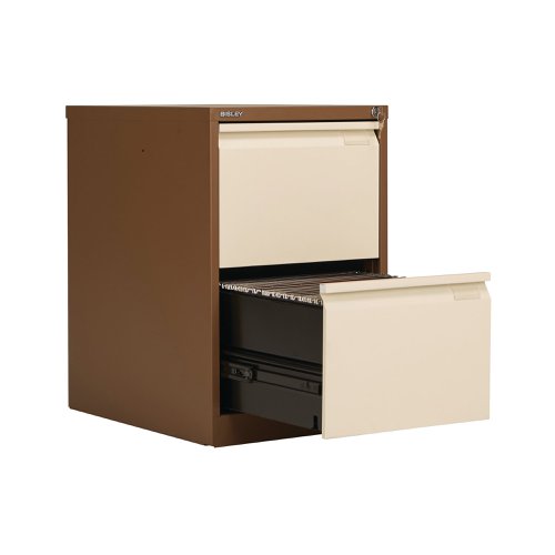 Bisley 2 Drawer Filing Cabinet Lockable 470x622x711mm Coffee/Cream BS2EC/C | Bisley