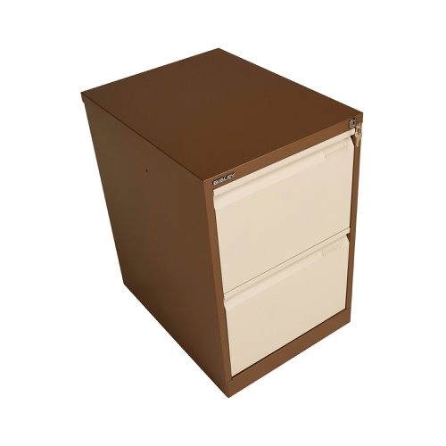 Bisley 2 Drawer Filing Cabinet Lockable 470x622x711mm Coffee/Cream BS2EC/C | Bisley