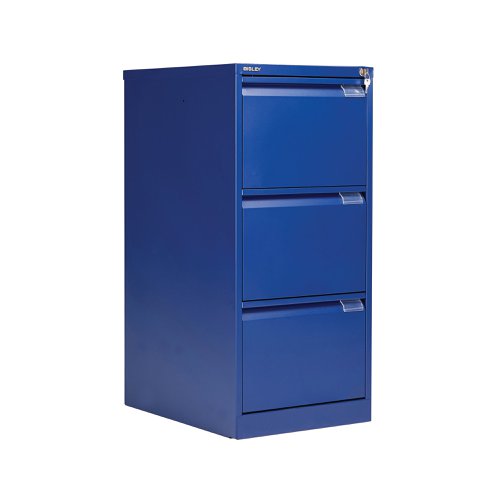 Bisley 3 Drawers Filing Cabinet Lockable 470x622x1016mm Blue BS3E/BLUE | Bisley