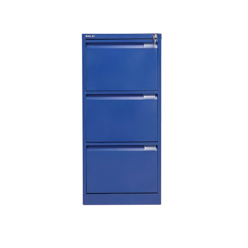 Bisley 3 Drawers Filing Cabinet Lockable 470x622x1016mm Blue BS3E/BLUE | Bisley