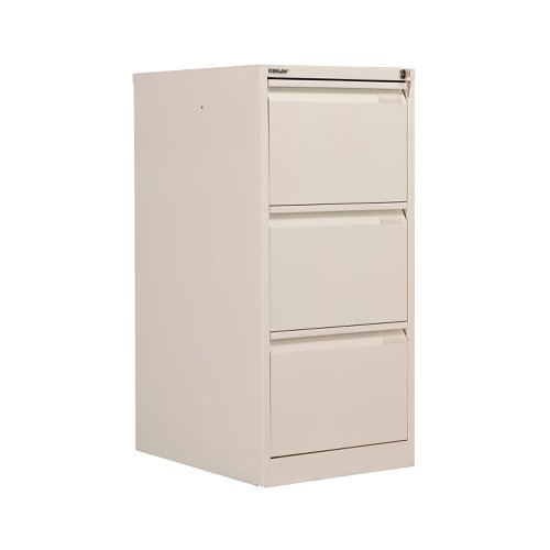 Bisley 3 Drawers Filing Cabinet Lockable 470x622x1016mm Chalk BS3E/CHK | Bisley