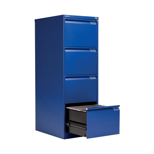 Bisley 4 Drawer Filing Cabinet Lockable 470x622x1321mm Blue BS4E/BLUE