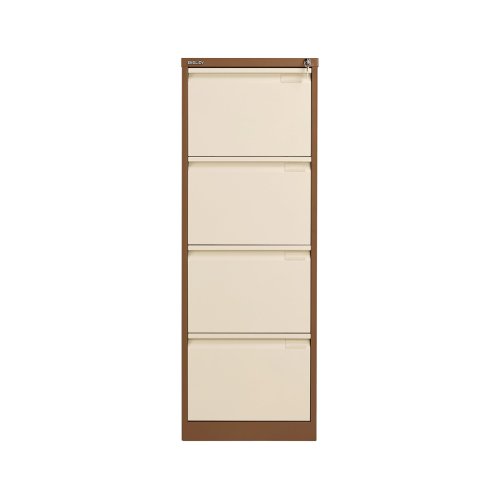 Bisley 4 Drawer Filing Cabinet Lockable 470x622x1321mm Coffee/Cream BS4EC/C