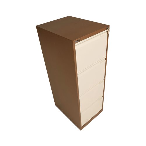 Bisley 4 Drawer Filing Cabinet Lockable 470x622x1321mm Coffee/Cream BS4EC/C | Bisley