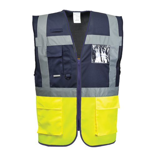 Portwest Paris Hi Vis Contrast Executive Vest 2XL Yellow/Navy (Pack of 10)