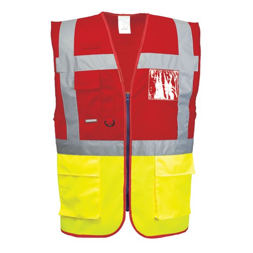 Portwest Paris Hi Vis Contrast Executive Vest L Yellow/Red (Pack of 10)