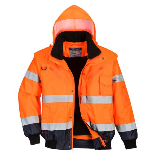 Portwest Hi Vis 3-in-1 Contrast Bomber Jacket 4XL Orange/Navy