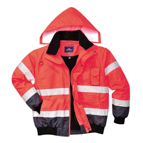 Portwest Hi Vis 3-in-1 Contrast Bomber Jacket L Red/Navy