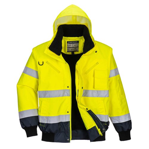 Portwest Hi Vis 3-in-1 Contrast Bomber Jacket S Yellow/Navy