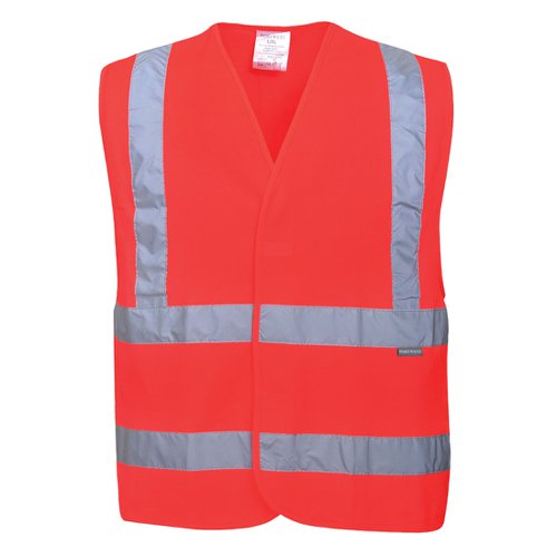 Portwest Hi Vis Band and Brace Vest S/M Red (Pack of 10)