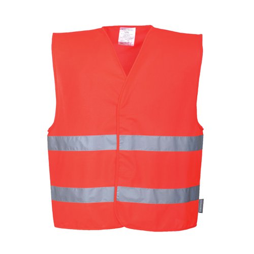 Portwest Hi Vis Two Band Vest L/XL Red (Pack of 10)