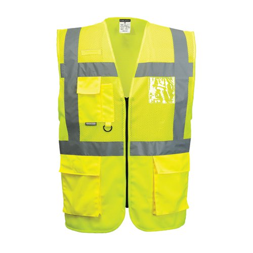 Portwest Madrid Hi Vis Half Mesh Executive Vest L Yellow (Pack of 10)