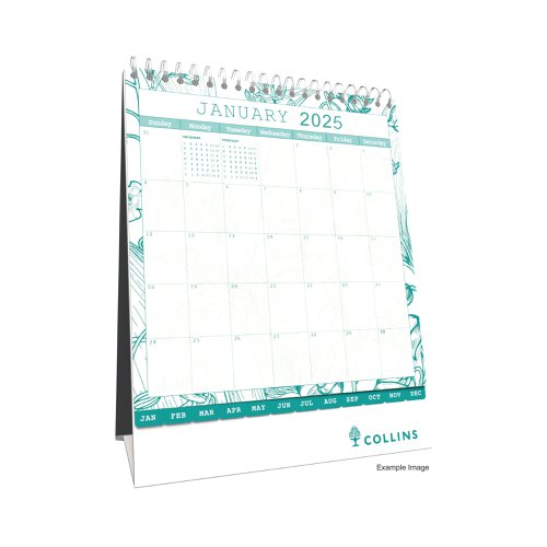 A pretty, floral design, month to view desk calendar, a compact design, with ample space to write inside each daily entry panel. Wirebound so pages lay flat. Includes international holidays.