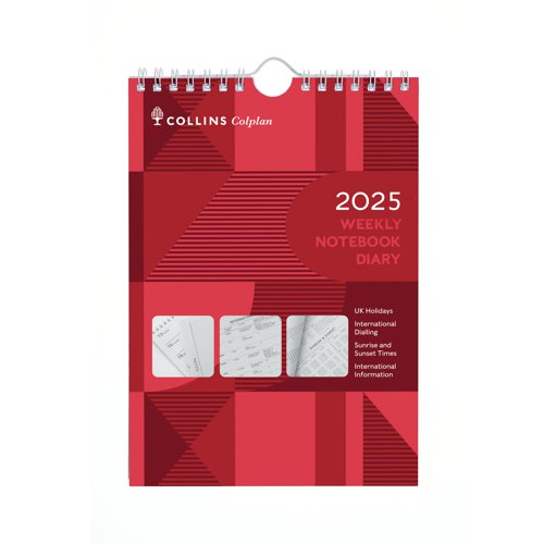 CD6025 | The ideal accessory to help you to plan for the week ahead, this week to view notepad diary features ample writing space for each day, making it perfect for use in a busy office or home. Contains UK bank holidays, International Direct Dialing Guide, Sunrise and Sunset times, and a host of international information. The diary is wirebound at the top with a loop for easy wall hanging and has printed softback covers, making it extra flexible. The perfect addition to any household or office, you'll find organisation and planning a breeze.