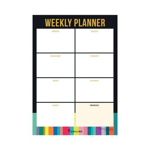 Collins Edge Rainbow Weekly Planner Desk Pad 60 Sheets A4 ED14U3.99