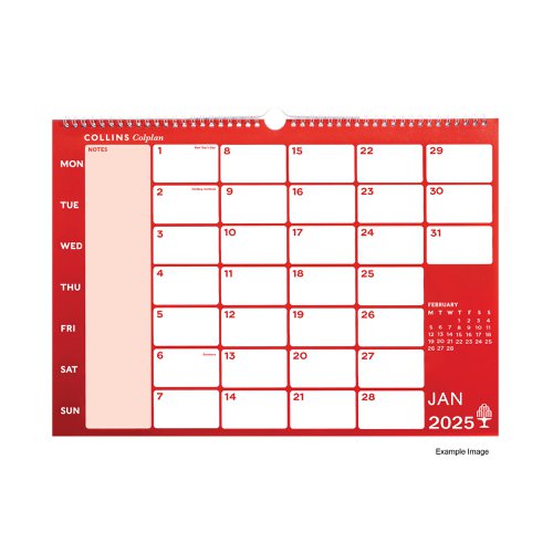 Organise your time effectively with this A3 calendar from Collins. Each month is coloured alternately for easy reference and to allow you to coordinate meetings, holidays, appointments and other tasks, whether at work or at home. With a month on each page, there is plenty of space to write in each day and the calendar is wirebound at the top with a wall hanging hook for convenience.