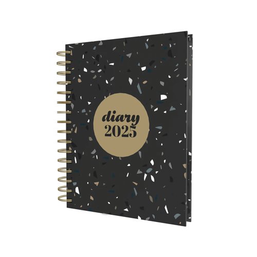 Collins Day To Page Diary Scandi Terrazzo Design A5 Black E-PW51.BLTZ-25