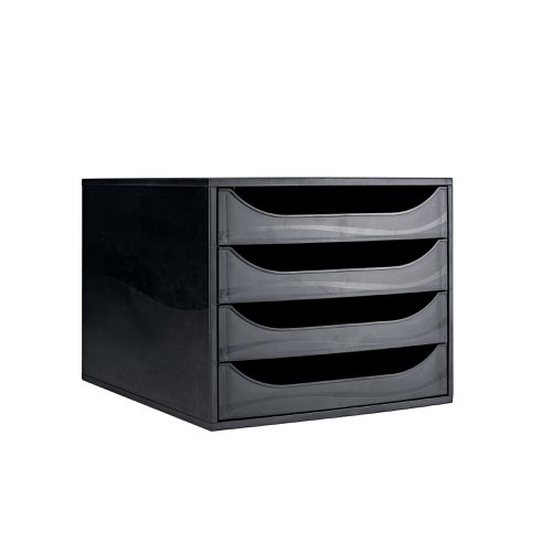 CE06114 | Ideal for desktop use, this Contour Ergonomics 4 Drawer Set features smooth opening drawers with finger holes for easy access. Suitable for A4 files and documents, the drawer set has a matte finish and comes in black.