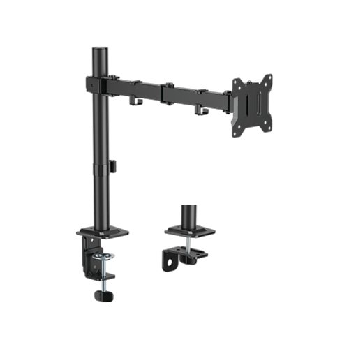 Post Mounted Economy Articulating Monitor Arm - Single - Black