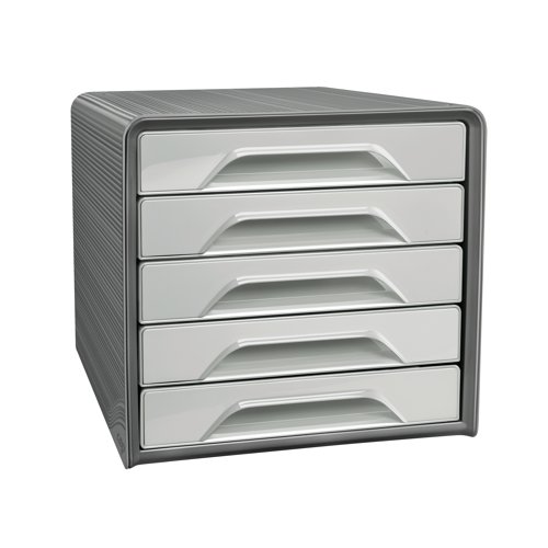 This Smoove by CEP Recycled Drawer Unit has five drawers which can hold documents and files up to 240x320mm in size. The draws have ergonomic handles and an access slot for the easy retrieval of contents. They slide open extremely smoothly and there is a stop that prevents the drawers from sliding out completely. This drawer unit has anti-skid pads and drawer labels for the easy identification of contents. It is made from 80% post-consumer recycled material and is 100% recyclable.