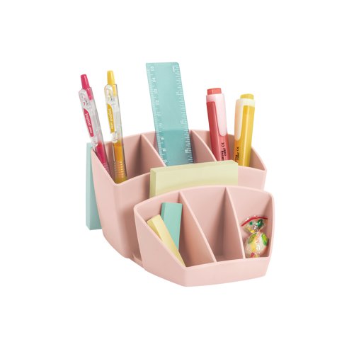 CEP Mineral Desk Tidy with 8 Sections Pink 105802681 | CEP Office Solutions