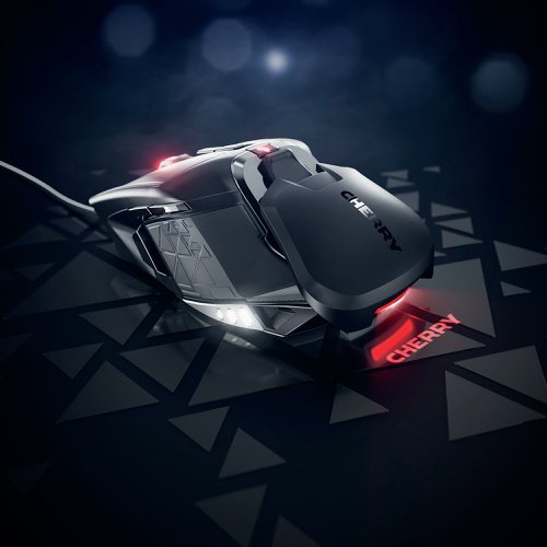 The Cherry MC 9620 FPS Wired Gaming Mouse is a customisable high-end mouse with innovative extras and a progressive design. It adapts to your precision, speed and ergonomic requirements. You can set the resolution up to 12,000 dpi, regulate your speed or assign mouse functions and illuminate it according to your wishes in the software. Weights can be inserted, the palm rest can be extended and the extra-large gliding surfaces and high-quality hand surfaces all mean that it fits perfectly in your hand.