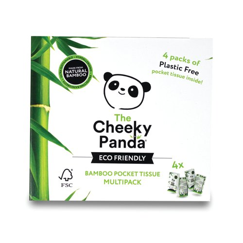 Cheeky Panda Pocket Tissue Plastic Free 10 Tissues x4 (Pack of 24) PFPOCKT4