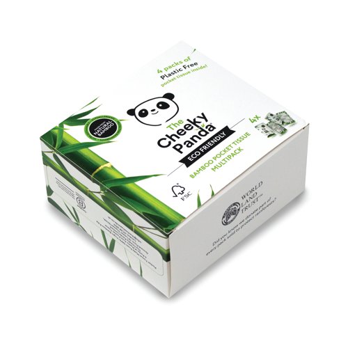 Cheeky Panda Pocket Tissue Plastic Free 10 Tissues x4 (Pack of 24) PFPOCKT4