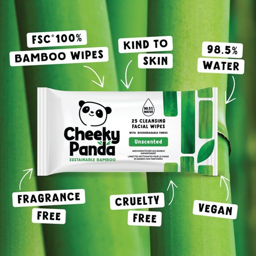 Cheeky Panda Bamboo Facial Cleansing Wipes 25 Wipes Unscented (Pack of 6) FACEWUNSMUL6-GBR