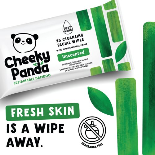 Cheeky Panda Bamboo Facial Cleansing Wipes 25 Wipes Unscented (Pack of 6) FACEWUNSMUL6-GBR