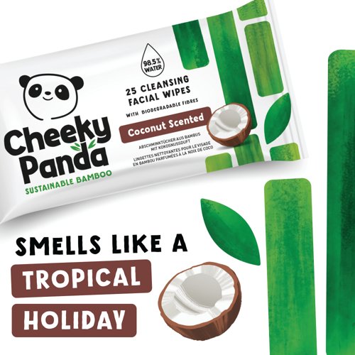Cheeky Panda Bamboo Facial Cleansing Wipes 25 Wipes Coconut (Pack of 6) FACEWCCNMUL6-GBR