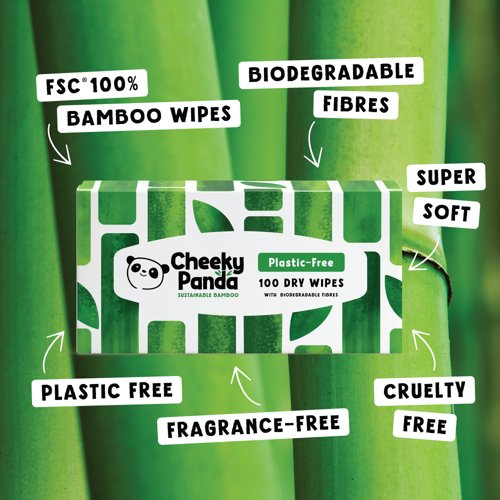 Cheeky Panda Biodegradable Bamboo Dry Wipes 100 Wipes (Pack of 6) DRYWX6
