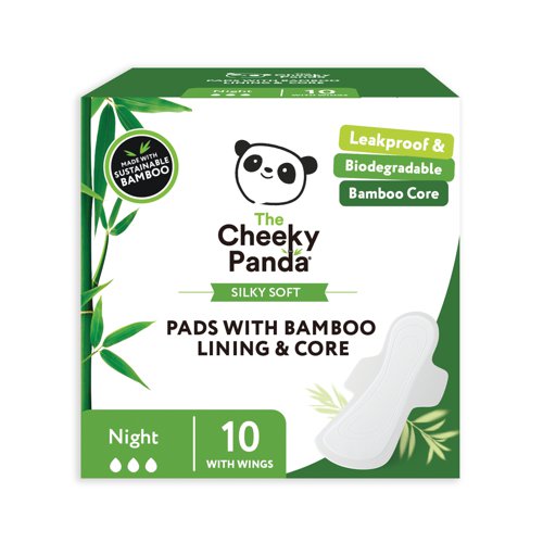 Cheeky Panda Pads with Bamboo Lining + Core Night (Pack of 6) SPADS350mm