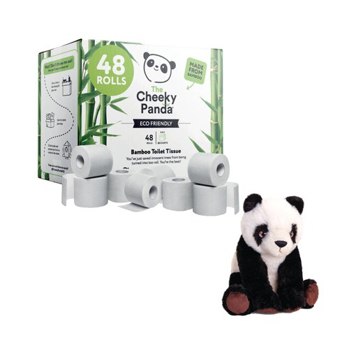 Cheeky Panda 3-Ply Toilet Tissue 200 Sheets (Pack of 48) + FOC Panda