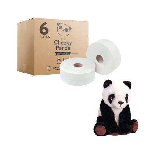 Cheeky Panda Professional 2-Ply Toilet Roll 300m (Pack of 6) + FOC Panda | The Cheeky Panda Ltd