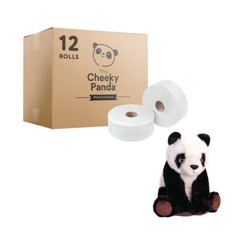 Cheeky Panda 2-Ply Mini Jumbo Roll 150m (Pack of 12) + FOC Panda | The Cheeky Panda Ltd