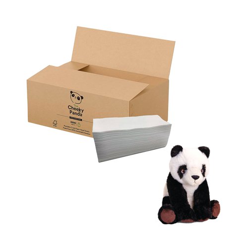 Cheeky Panda V Fold Flushable Hand Towel 3200 Sheets + FOC Panda