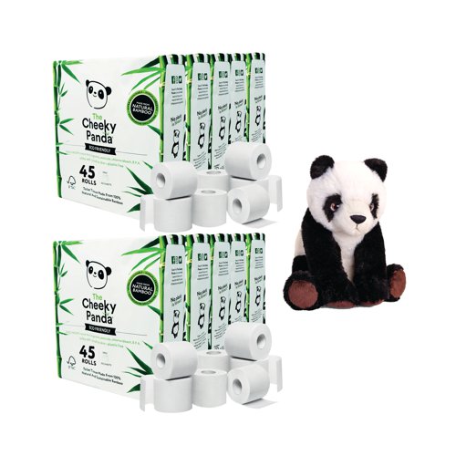 Cheeky Panda 3-Ply Toilet Tissue 5x9 Rolls Pack of 45 Buy 2 Get FOC Panda