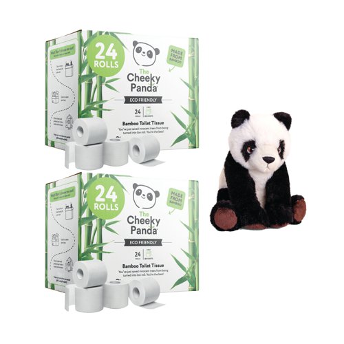 Cheeky Panda 3-Ply Toilet Tissue 200 sheets Pack of 24 Buy 2 Get FOC Panda | The Cheeky Panda Ltd