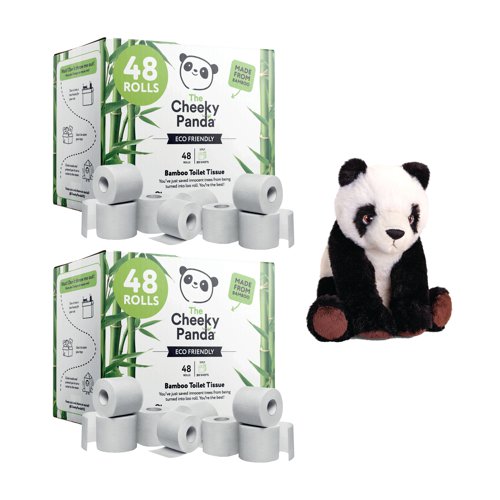 Cheeky Panda 3-Ply Toilet Tissue 200 Sheets Pack of 48 Buy 2 Get FOC Panda