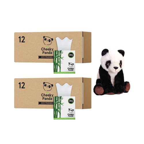 Cheeky Panda Facial Tissues Cube 56 Sheets Pack of 12 Buy 2 Get FOC Panda