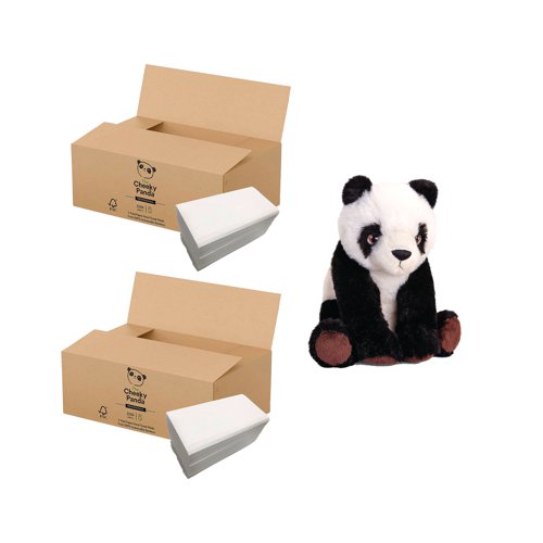 Cheeky Panda V-Fold Flushable Hand Towels 3200 Sheets Buy 2 Get FOC Panda