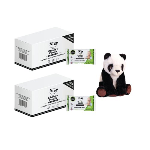 Cheeky Panda Biodegradable Baby Wipes 60 Wipes Pack of 12 Buy 2 Get FOC Panda | The Cheeky Panda Ltd